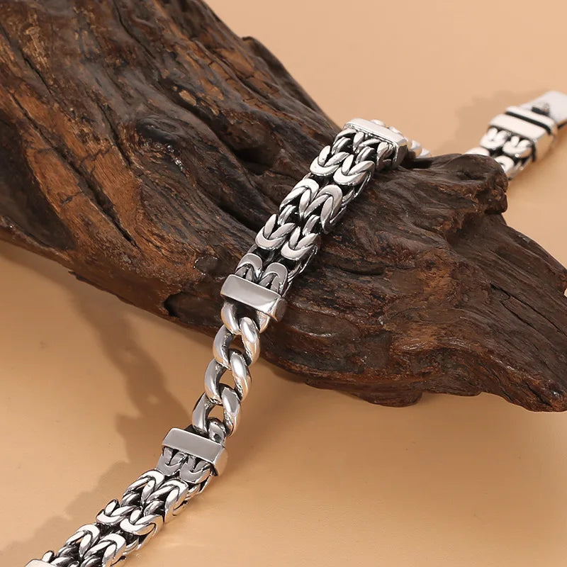Bracciale Doppio Strato in Argento 925 – Stile Retro Etnico