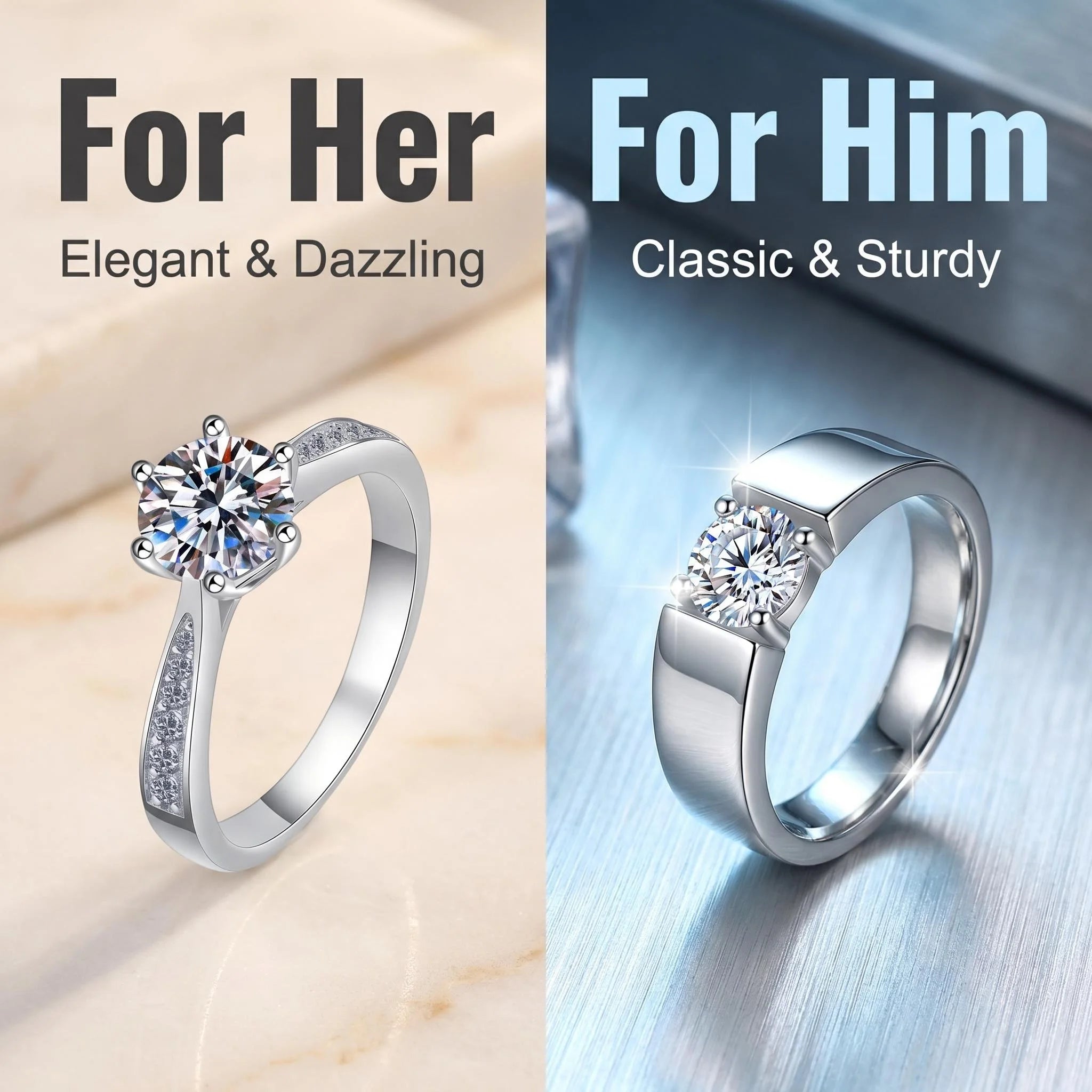 Anello Solitario in Argento 925 con Moissanite