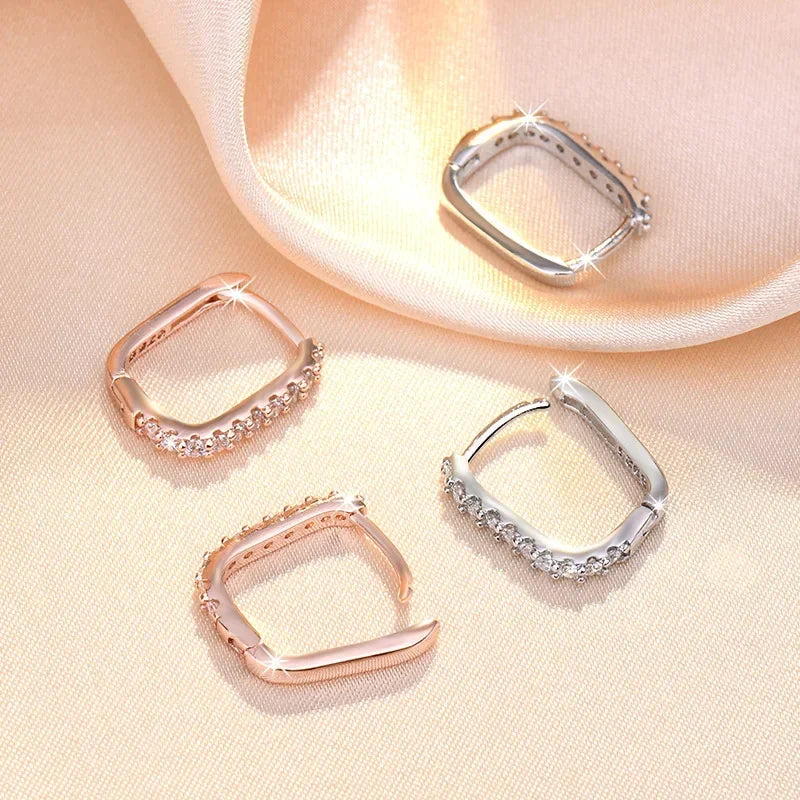 Orecchini a Cerchio con Zircone in Argento 925 – Eleganza Cristallo
