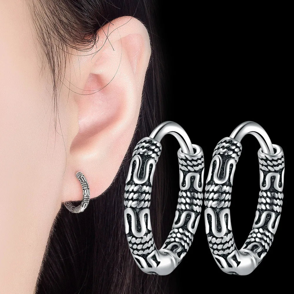 Orecchini a Cerchio Vintage in Argento 925 – Stile Coreano