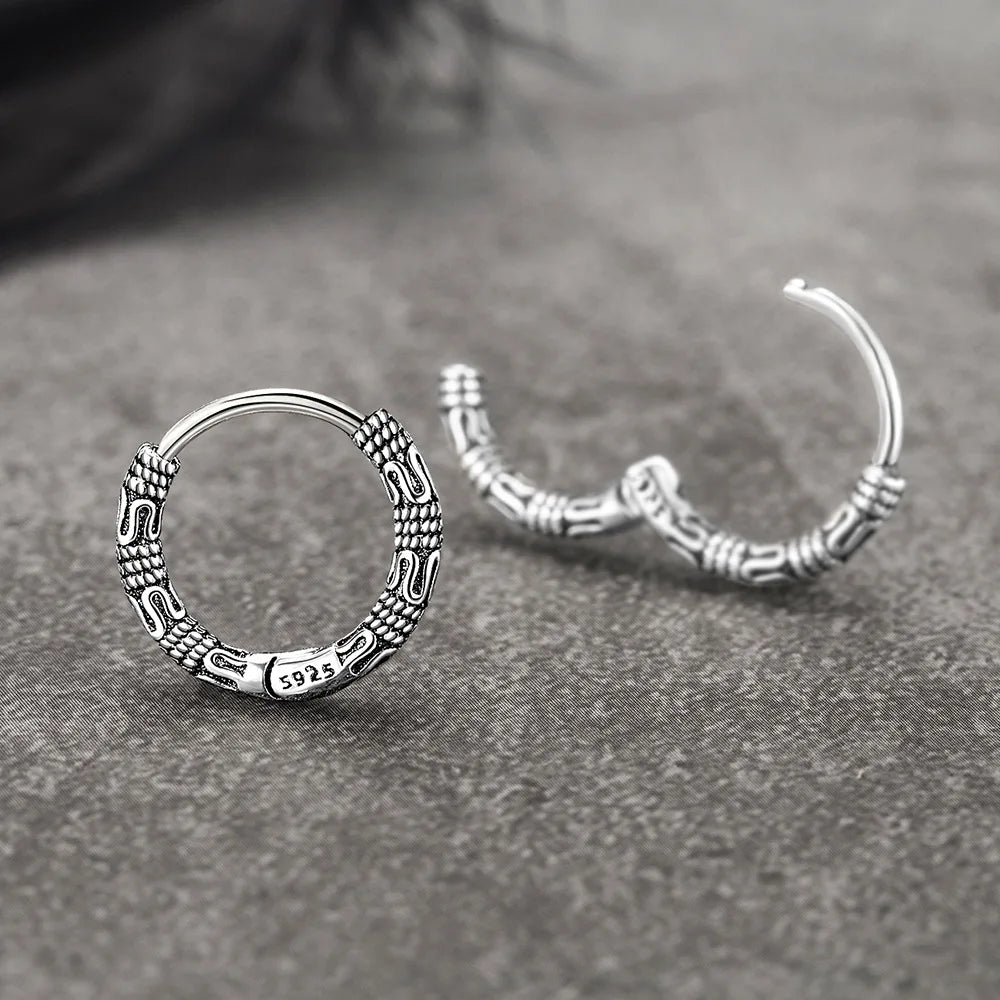 Orecchini a Cerchio Vintage in Argento 925 – Stile Coreano