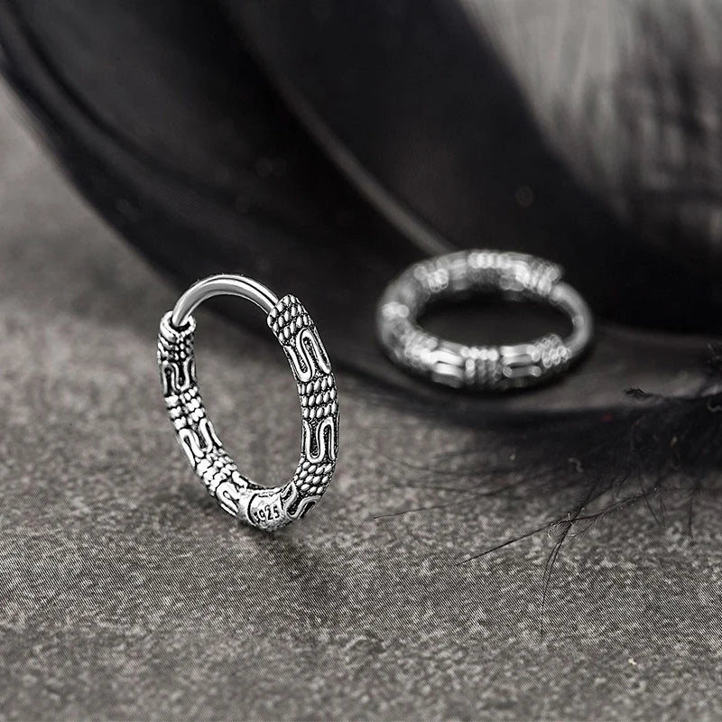 Orecchini a Cerchio Vintage in Argento 925 – Stile Coreano