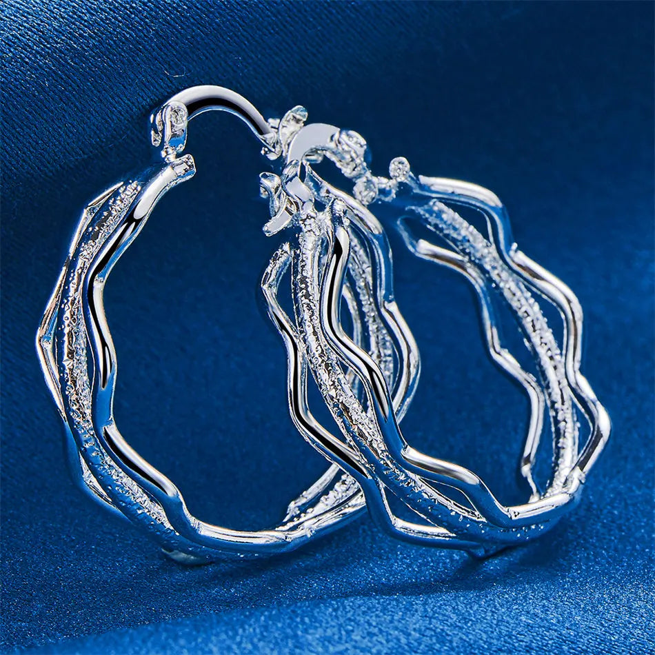 Orecchini a Cerchio Triplo Strato in Argento 925 – Design Wave