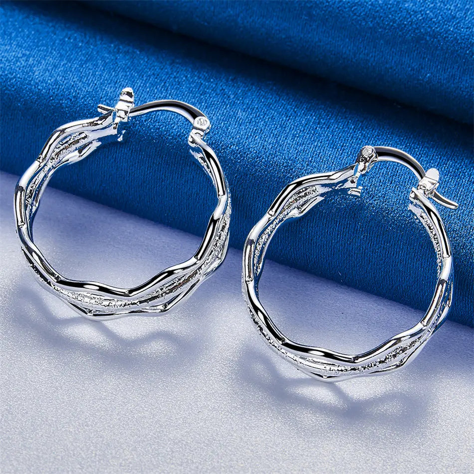 Orecchini a Cerchio Triplo Strato in Argento 925 – Design Wave