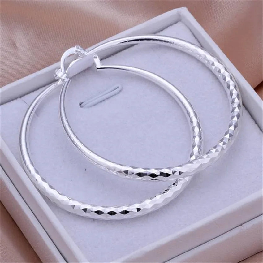 Orecchini a Cerchio in Argento Sterling 925 – 5 cm | Gioielli da Donna