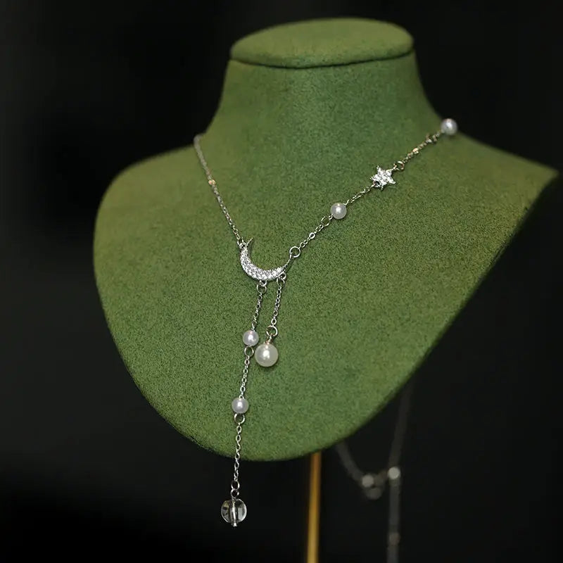 Collana Stella & Luna con Perle e Zirconi in Argento 925