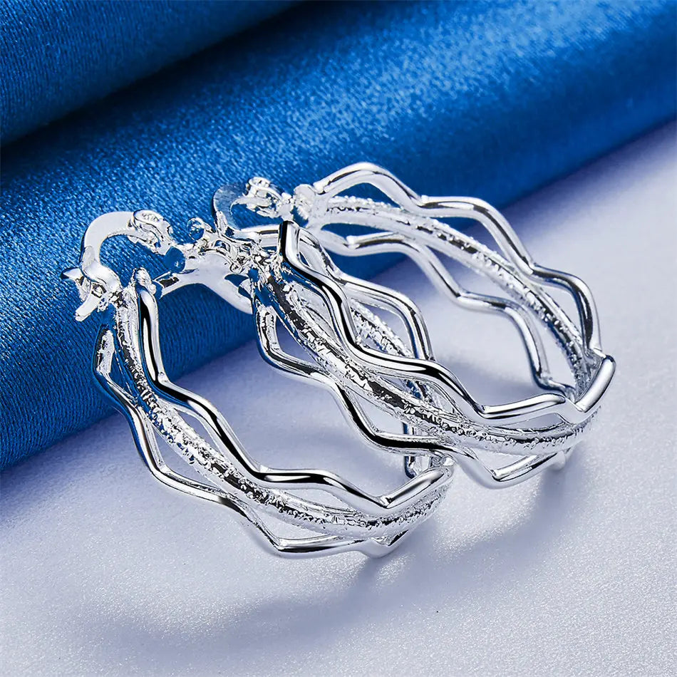 Orecchini a Cerchio Triplo Strato in Argento 925 – Design Wave