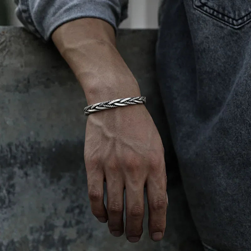 Bracciale Intrecciato a Mano in Argento 925 – Stile Coreano