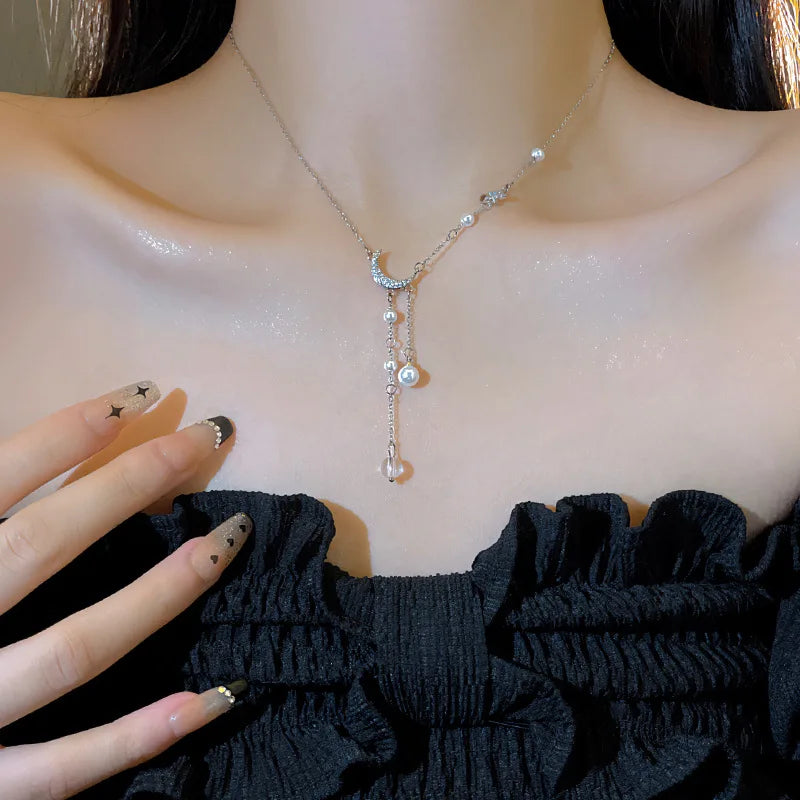 Collana Stella & Luna con Perle e Zirconi in Argento 925