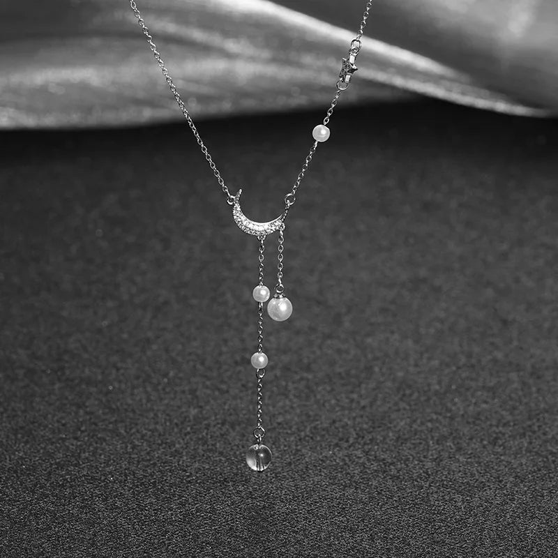 Collana Stella & Luna con Perle e Zirconi in Argento 925