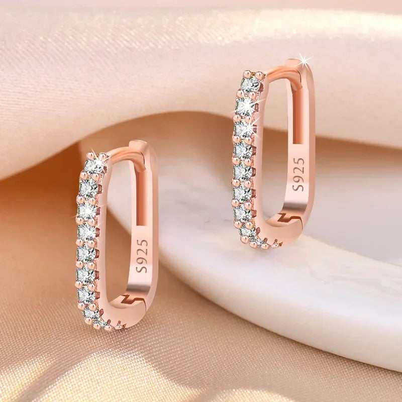 Orecchini a Cerchio con Zircone in Argento 925 – Eleganza Cristallo