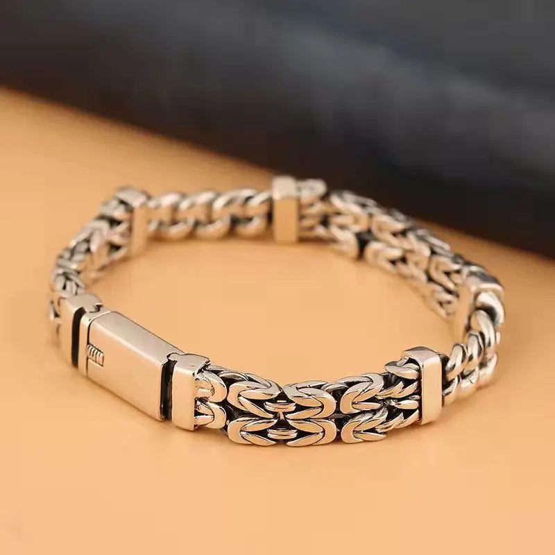 Bracciale Doppio Strato in Argento 925 – Stile Retro Etnico