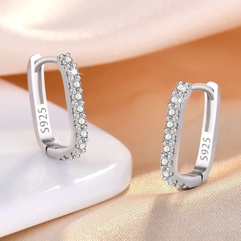Orecchini a Cerchio con Zircone in Argento 925 – Eleganza Cristallo