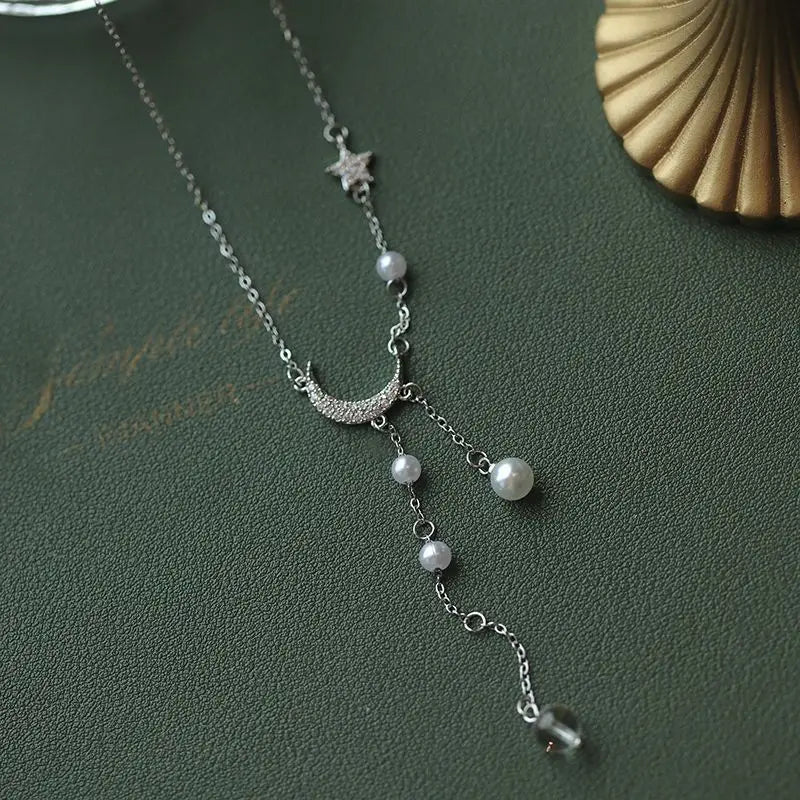 Collana Stella & Luna con Perle e Zirconi in Argento 925