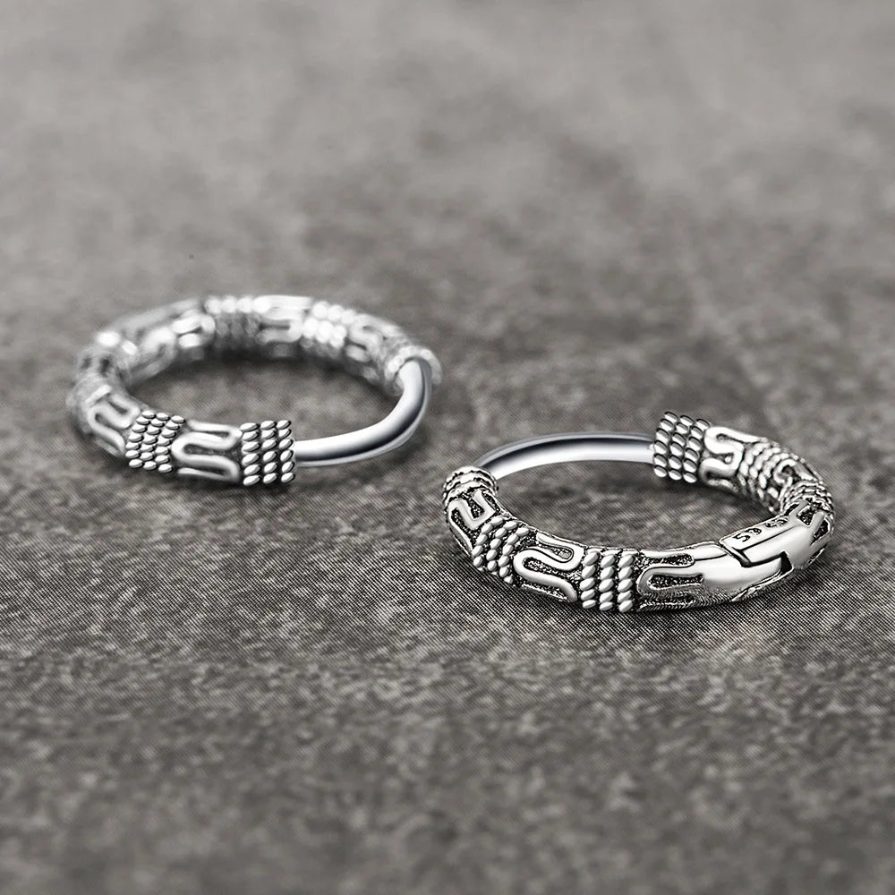 Orecchini a Cerchio Vintage in Argento 925 – Stile Coreano