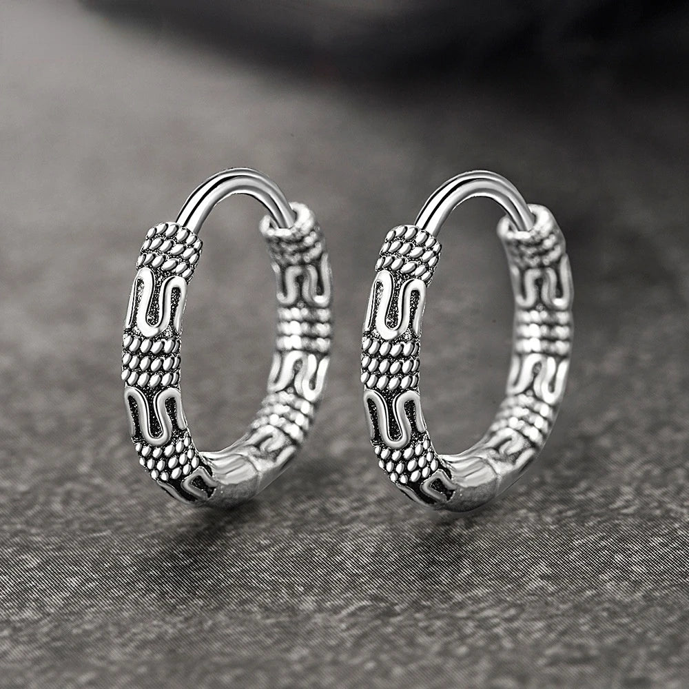 Orecchini a Cerchio Vintage in Argento 925 – Stile Coreano