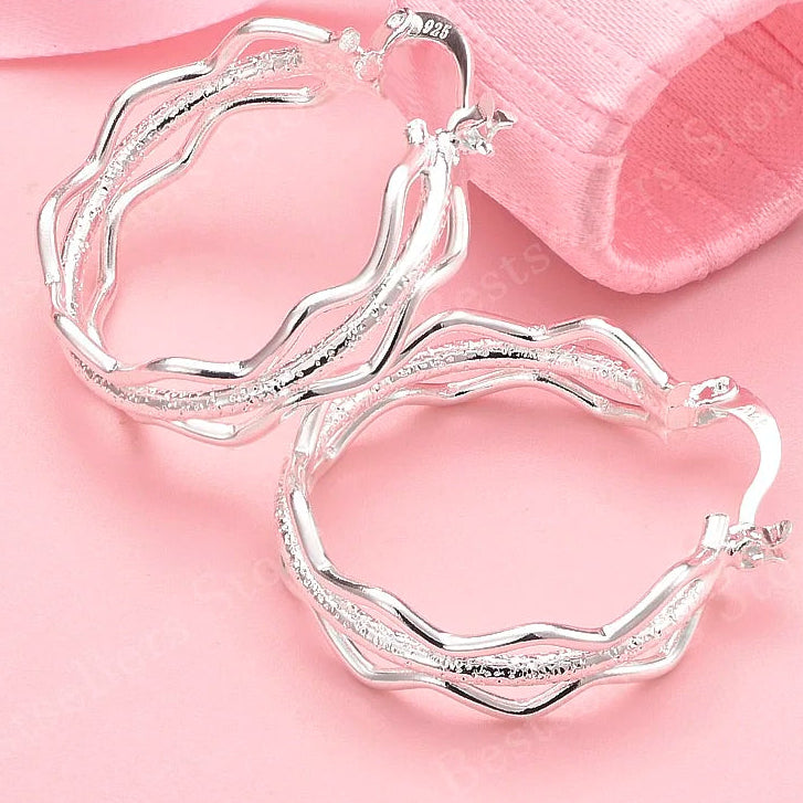 Orecchini a Cerchio Triplo Strato in Argento 925 – Design Wave