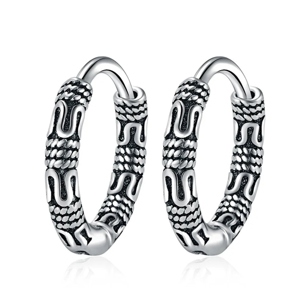 Orecchini a Cerchio Vintage in Argento 925 – Stile Coreano