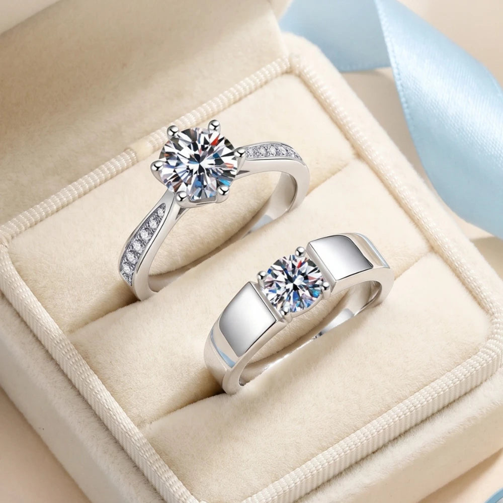 Anello Solitario in Argento 925 con Moissanite